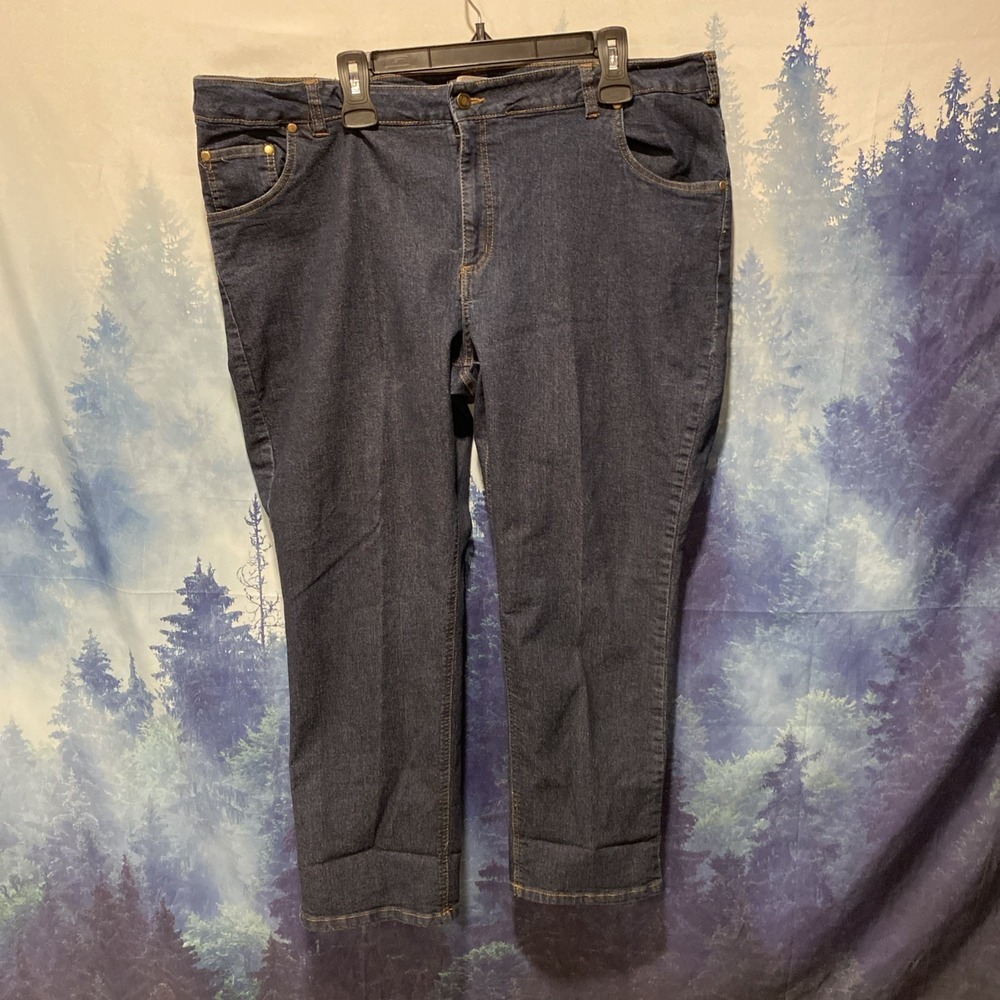 Woman Within Blue Straight Leg Denim Jeans Womans Size 22W Petite
